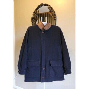 Burberrys' Vintage Wool Cashmere Navy Car Pea Coat Mens Sz L Lined Made In USA